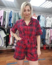 Пижама ТК-425 рубашка красная клетка