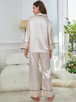 Пижама 234 шелк черный, роз